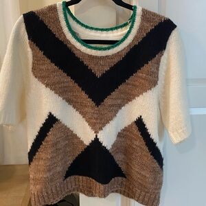 Anthropologie Chevron Sweater - Cream, Brown, and Black